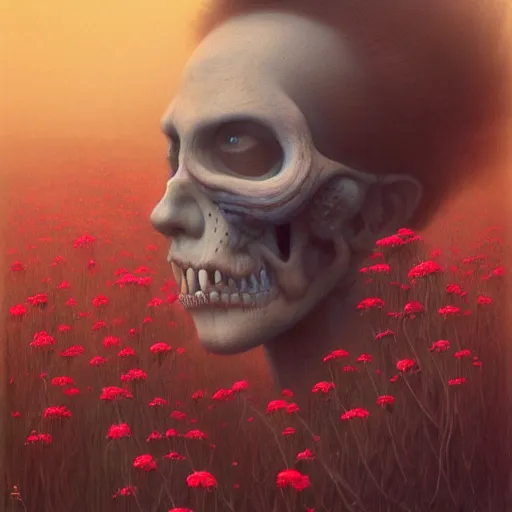 Image similar to a nature portrait of a p - zombie!!! natural lighting art dawn. highly detailed. colourful. moody. artstation, 4 k, by gerald brom zdzisław beksinski, and ansel adams and studio ghibli, horror, lots of sakura flowers, lovely