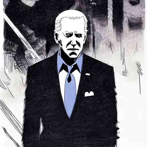 Image similar to Joe Biden looking sinister, by Tsutomu Nihei, highly detailed