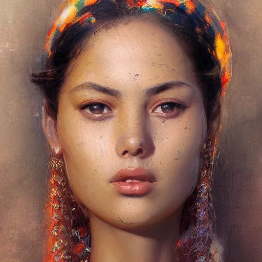 Image similar to a beautiful portrait painting of life in north africa, masterpiece by famous artist nasreddine dinet and eugene de blaas and ross tran, path tracing, artstation