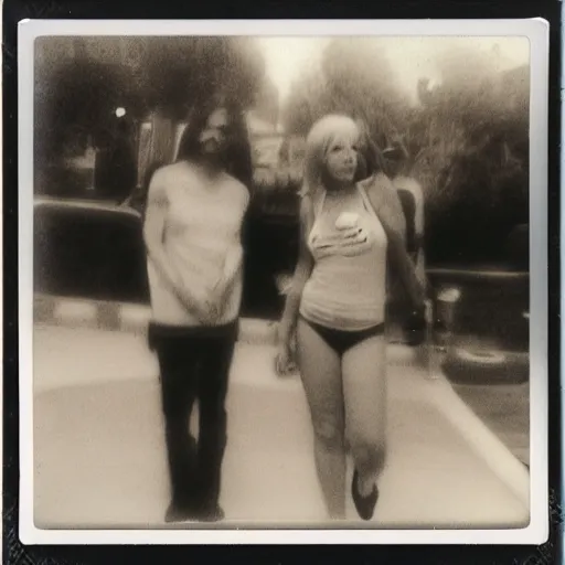 Prompt: found polaroid photo of trash humpers in las vegas