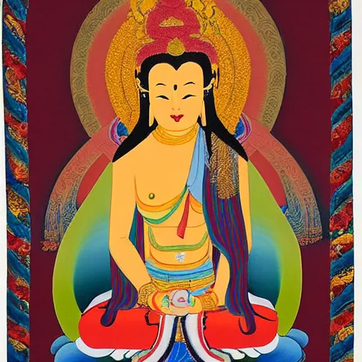 Image similar to Liv Tyler in a Thangka art painting