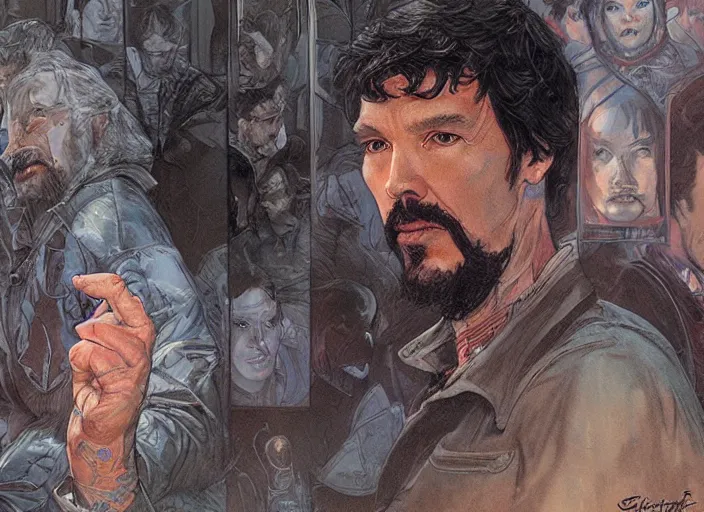 Prompt: a highly detailed radiant portrait of stephen strange, james gurney, james jean