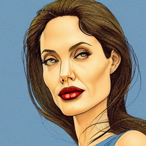 Image similar to “ angelina jolie retro minimalist portrait by jean giraud, moebius starwatcher comic, 8 k ”