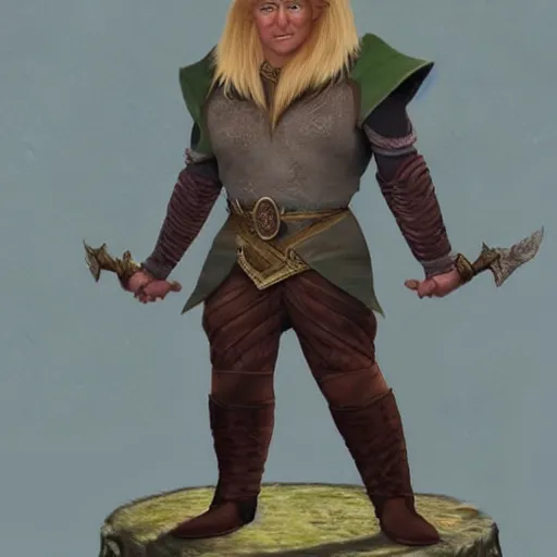 Image similar to a fantasy middle earth elf that looks like donald trump, realistic