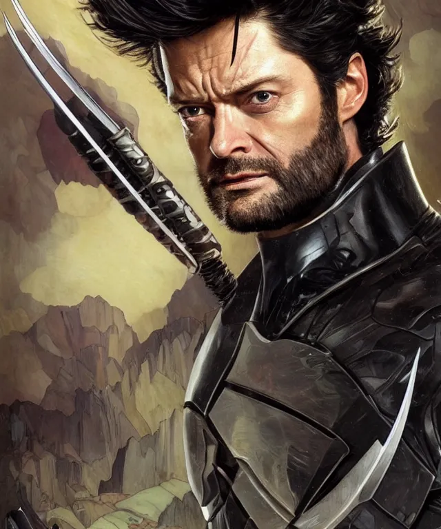 Image similar to Karl Urban as Wolverine, highly detailed, digital painting, artstation, concept art, smooth, sharp focus, illustration, ArtStation, art by artgerm and greg rutkowski and alphonse mucha and J. C. Leyendecker and Edmund Blair Leighton and Katsuhiro Otomo and Geof Darrow and Phil hale and Ashley wood and Ilya repin and Charlie Bowater