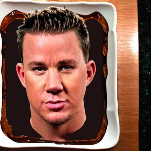 Prompt: channing tatum's face as tater tot on a plate with ketchup