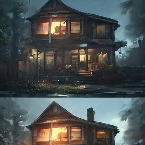 Image similar to homes, style game square enix, trending on artstation, painted by greg rutkowski, render with game the last of us parte ii details