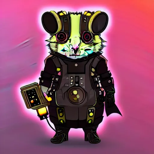 Image similar to a cute cyberpunk hamster as a supervillain, steam punk, gothic, 4 k