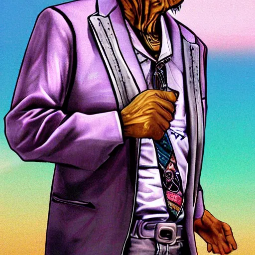 Image similar to highly detailed old man gta vice city art,, fantasy art by stephen bliss