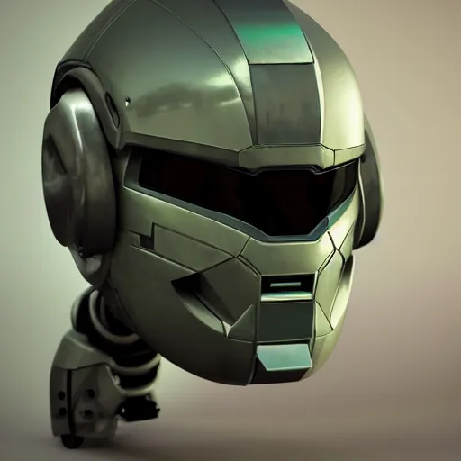 Image similar to sci-fi, helmet design, halo, duke-nuken, science-fiction, robot head, octane-render, cgi, blender, cinema-4d, maya, cgi, redshift