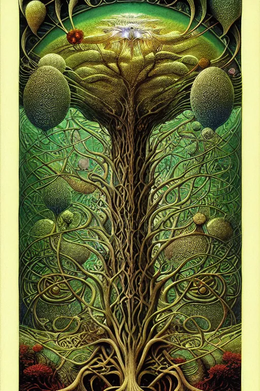 Image similar to tree of life by roger dean and andrew ferez, art forms of nature by ernst haeckel, divine chaos engine, symbolist, visionary, art nouveau, botanical fractal structures, organic, detailed, realistic, surreality