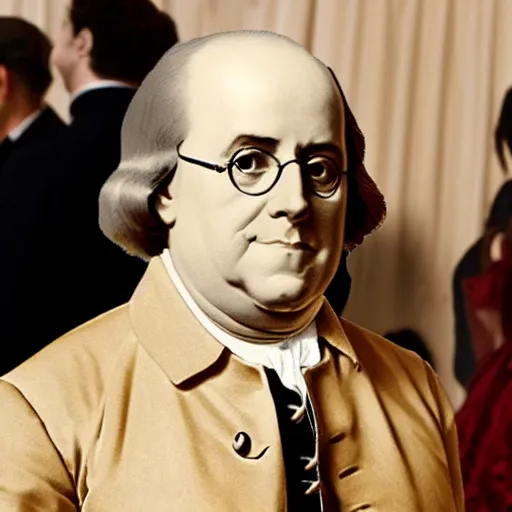 Image similar to photo of benjamin franklin at the met gala