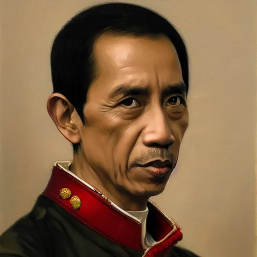 Image similar to jokowi royal portrait painted by William-Adolphe Bouguereau, behance,artstation