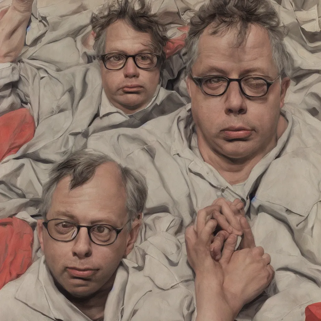 Image similar to high quality high detail painting of todd solondz portrait by lucian freud and kuvshinov ilya, hd, photorealistic lighting