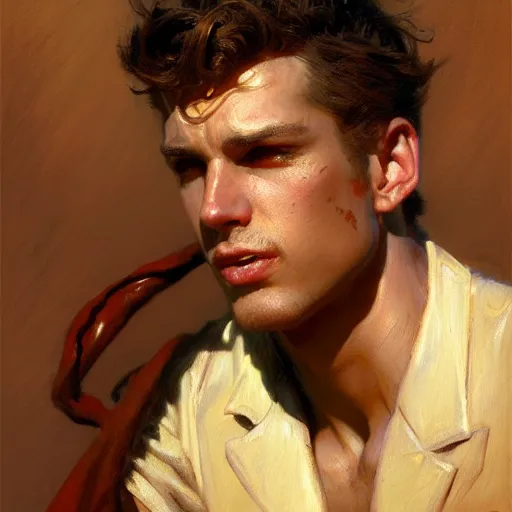 Image similar to attractive male, character design. highly detailed painting by gaston bussiere, craig mullins, j. c. leyendecker, mid shot, 8 k