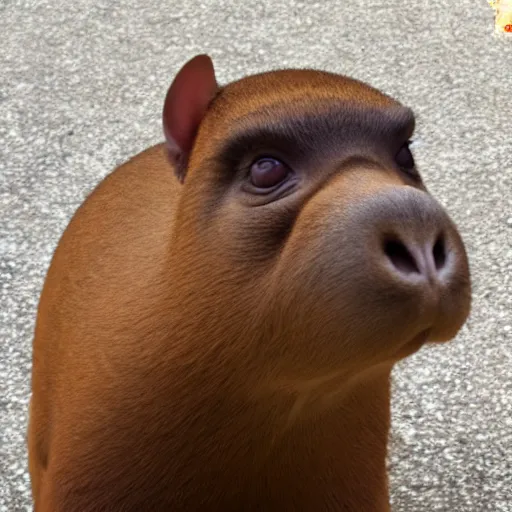 Image similar to happy capibara looking at the camera