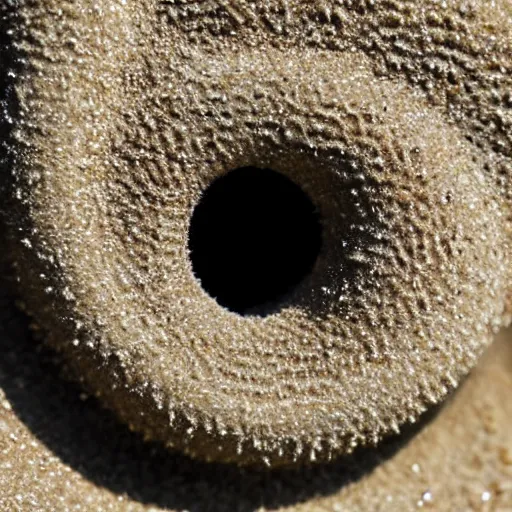 Prompt: extreme close up of a sand worm