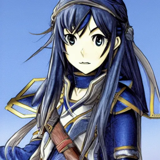 Image similar to lucina from fire emblem awakening drawn in the style of eiichiro oda, high detail, beautiful