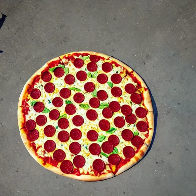 Image similar to aerial drone photo of the world's largest pizza