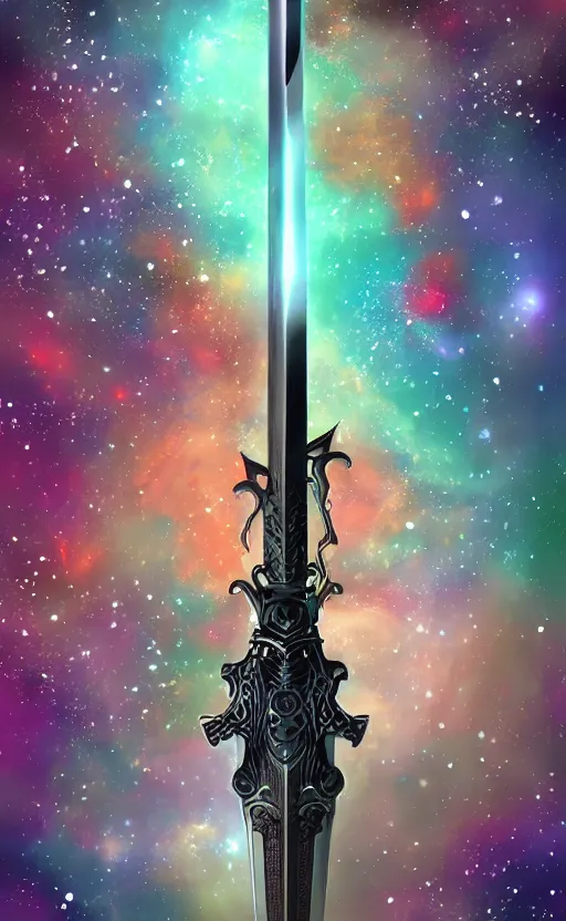 Prompt: Sword of galaxy, digital art high quality
