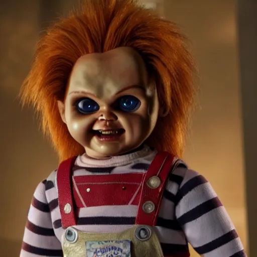 Image similar to stunning awe inspiring chucky the killer doll movie still 8 k hdr atmospheric lighting