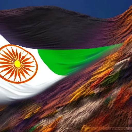 Image similar to highly detailed photo of indian flag hosting on mountain, hyper realistic, art by greg rutsowski, concept art, 8 k detail post - processing