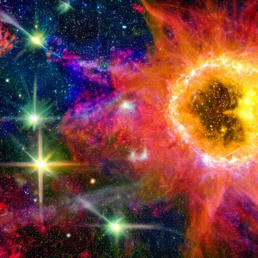 Image similar to A supernova made of flowers, NASA Photography, space, award winning photography, colorful, highly detailed, 8K