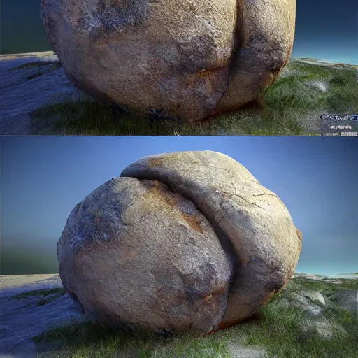 Image similar to a boulder resembling dwane johnson, unreal engine, hyper realistic, fantasy art by greg rutkowsk