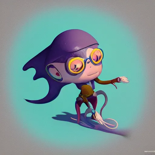 Image similar to the combination of squid and kid , concept art, trending on artstation 3D.