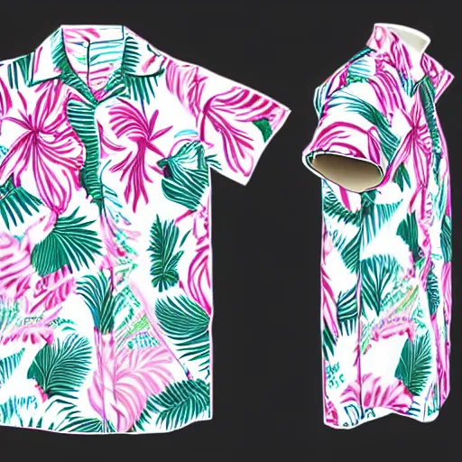 Prompt: hawaiian shirt design