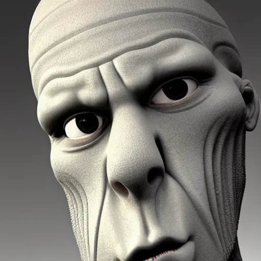 Prompt: portrait photograph of a beautiful handsome perfect handsome squidward with majestic thick curly brown hair and an extremely chiseled jawline with sharp jagged cheekbones and a strong symmetrical facial structure with decently big lips realistic hyperrealistic 4 k resolution 8 k resolution highly detailed very detailed extremely detailed hd quality detailed face very detailed face extremely detailed face trending on artstation