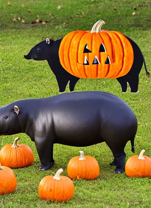 Prompt: tapir animal as a pumpkin, animal tapir, vegetable, pumpkin