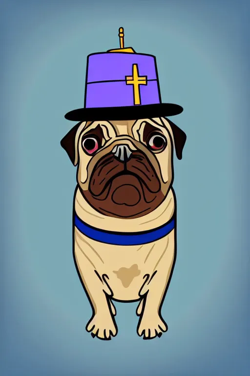 Image similar to Portrait of a pug as the pope, sticker, colorful, illustration, highly detailed, simple, smooth and clean vector curves, no jagged lines, vector art, smooth