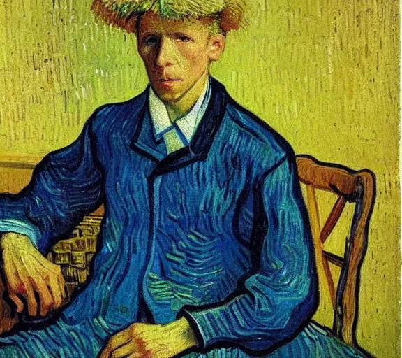 Image similar to portrait of tom odell as a servant maid by vincent van gogh