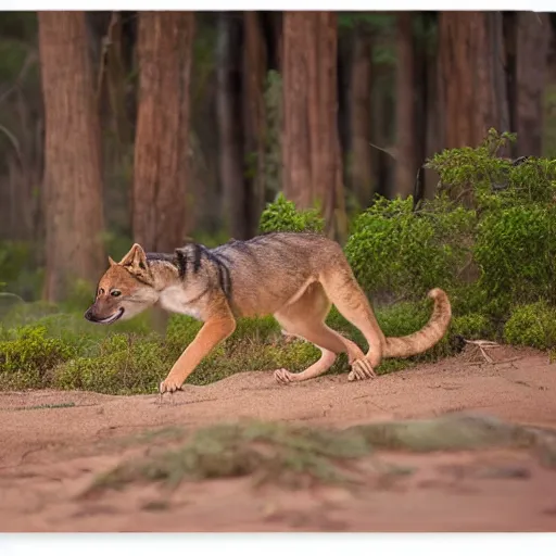 Prompt: thylacoleo wolf nature photography