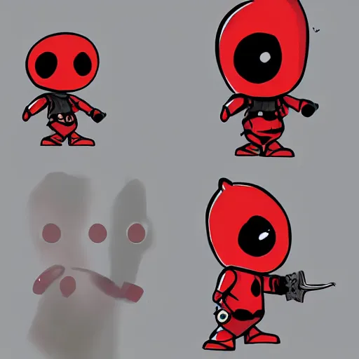 Image similar to baby deadpool concept art inspired by the game little nightmares and limbo