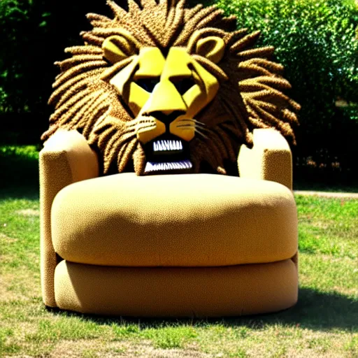 Prompt: photo of chair in the shape of lion