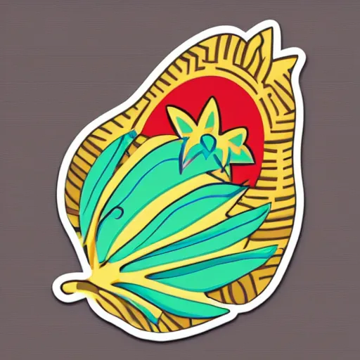 Image similar to crazy svg sticker art of a tamal and a tropical flower, View, svg illustration, Sticker Art