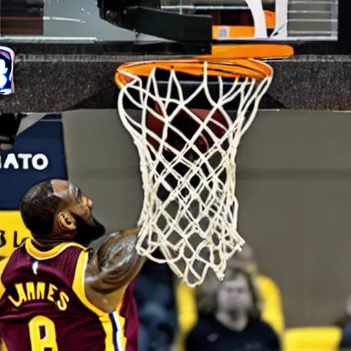 Prompt: lebron james dunking