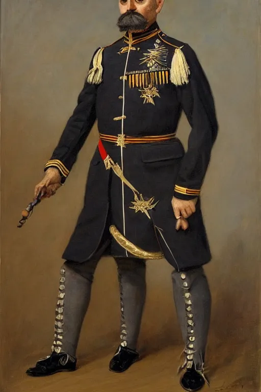 Image similar to full body portrait of the dictator of the charlotte hornets, 1 8 8 9, in full military garb, oil on canvas by william sidney mount, trending on artstation