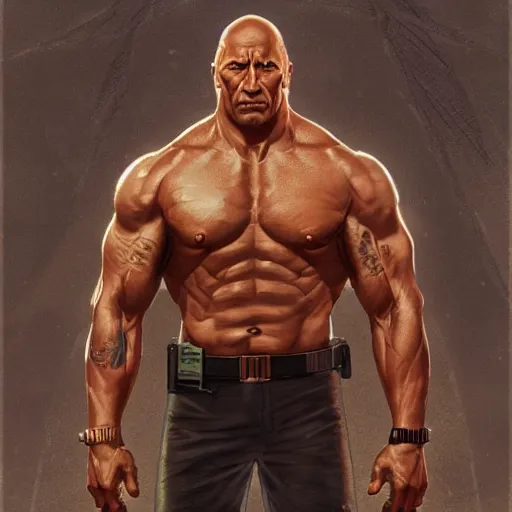 Image similar to Dwayne Johnson as the commanding leader of the alien resistance, Graceful body structure,cute,Symmetrical face,highly detailed,elegant,Marc Simonetti and Caspar David Friedrich, Trending on artstation