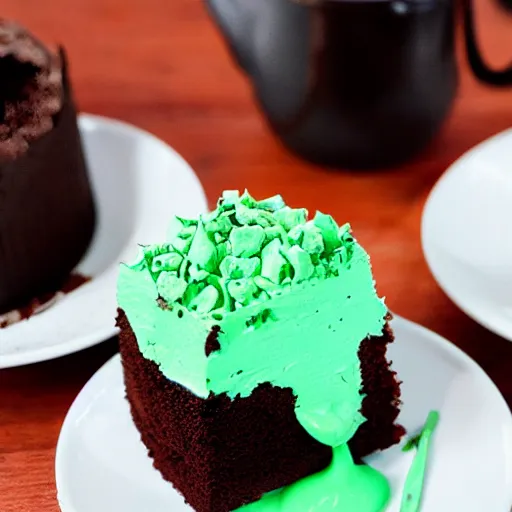 Prompt: stinky tofu mint chocolate cake