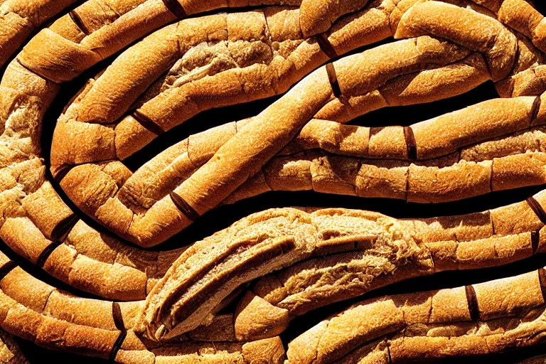 Prompt: centipede made of bread ultrarealism