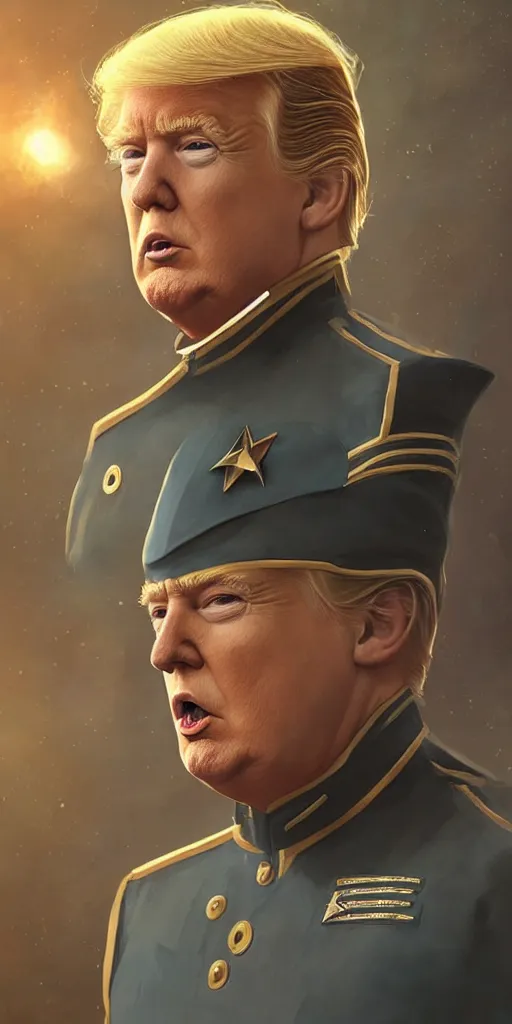 Prompt: portrait of Donald Trump wearing his starfleet captains uniform, realistic character concept, high fantasy, light atmosphere, golden ratio, cinematic lighting, hyperdetailed, high resolution, insanely detailed and intricate, artstation, Marc Simonetti, Greg Rutkowski