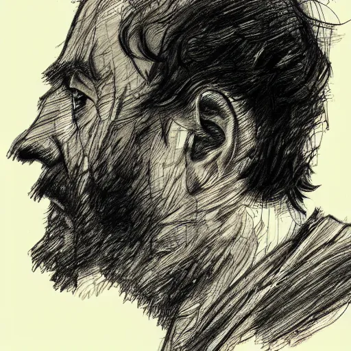 Prompt: a realistic yet scraggly portrait sketch of the side profile of a stern and sophisticated wojak, trending on artstation, intricate details, in the style of frank auerbach, in the style of sergio aragones, in the style of martin ansin, in the style of david aja, in the style of mattias adolfsson