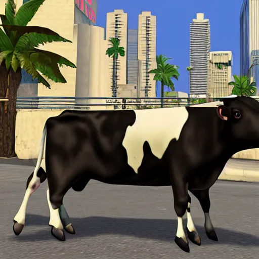 Image similar to a cow, in gta vice city