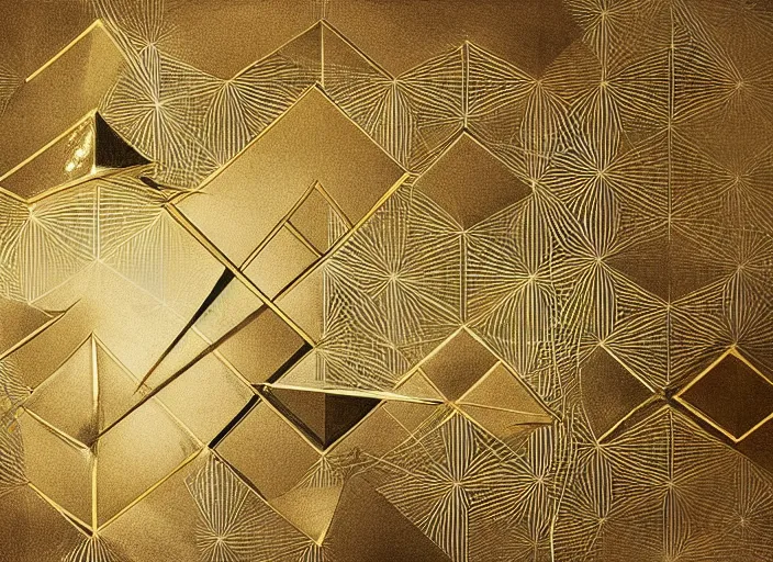 Prompt: geometrical shapes, gold, interior painting