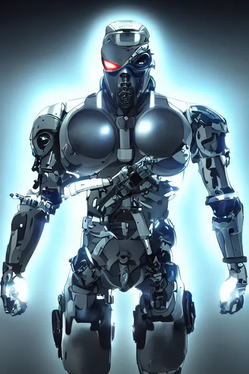 Image similar to cyber cyborg ninja mask helmet metal gear solid artic suit swat commando, global illumination ray tracing hdr fanart arstation by sung choi and eric pfeiffer and gabriel garza and casper konefal, a spectacular view cinematic rays of sunlight comic book illustration, by john kirby