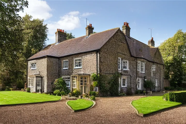 Prompt: Giger, an estate agent listing photo, external view of a 5 bedroom detached countryside house in the UK, by Giger