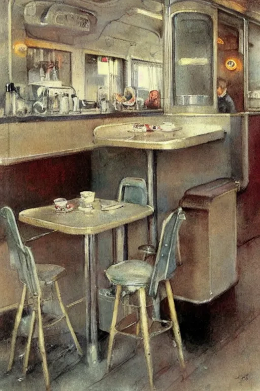 Image similar to ( ( ( ( ( 1 9 5 0 s diner. muted colors. ) ) ) ) ) by jean - baptiste monge!!!!!!!!!!!!!!!!!!!!!!!!!!!